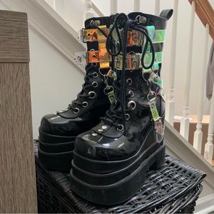 Demonia Eternal-115 Holographic 5.5in Platform Boots